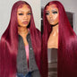 99J Burgundy 13X6 Hd Lace Frontal Human Hair Wig Straight Human Hair Wigs Brazilian Deep Wave Lace Front Wig 30 Inch 250 Density