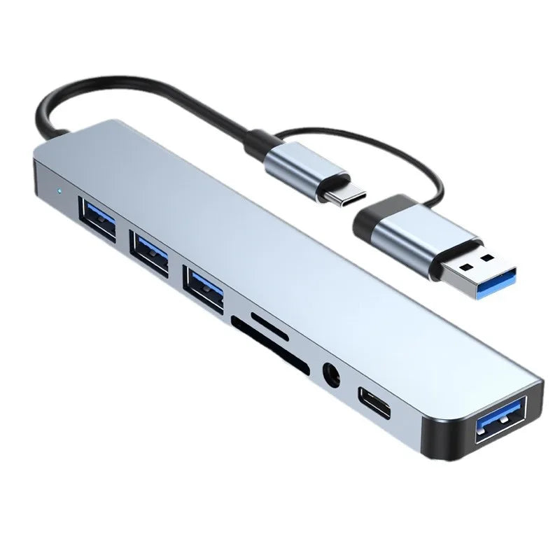8 in 2 USB +Type C HUB Docking Station with 3.5mm