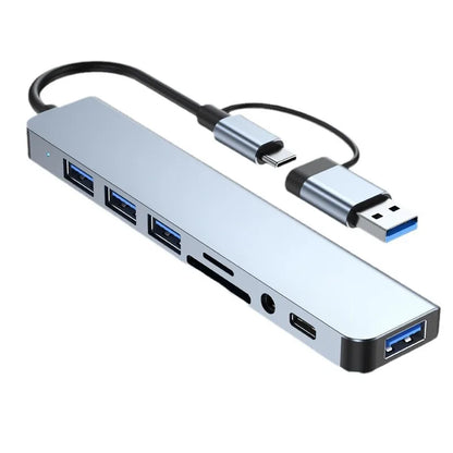 8 in 2 USB +Type C HUB Docking Station with 3.5mm