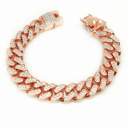 Luxury Cuban Link Cat Necklace Jewelry Rhinestone Collar Cat
