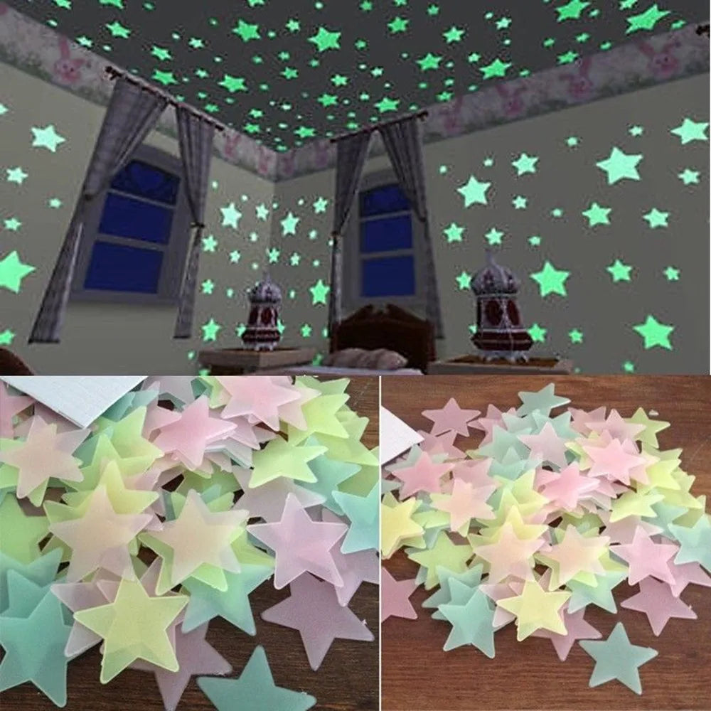 100pcs Fluorescent Glow in the Dark Stars