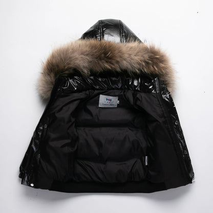 2025 Winter Toddler Boys Down Jacket Fur Waterproof