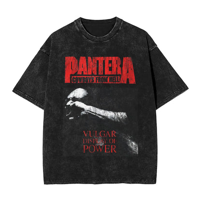 Venomous Black Metal Rock Washed T Shirt Men Pantera Cotton