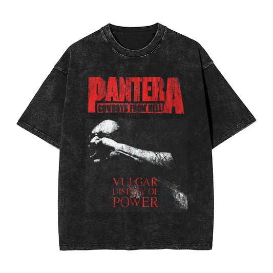 Venomous Black Metal Rock Washed T Shirt Men Pantera Cotton