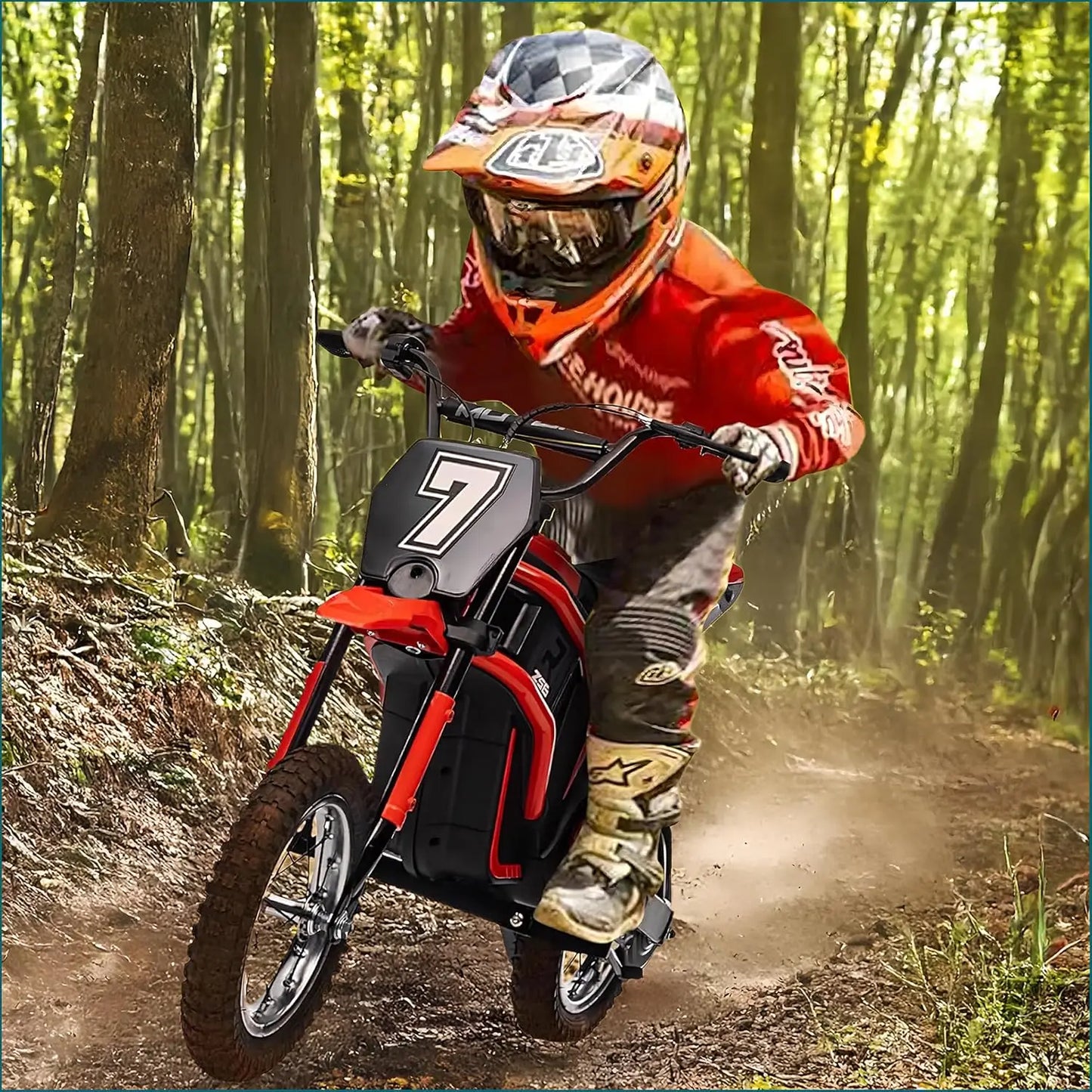 Ride On Motorcycle for Kids Electric Dirt Bike 24-Volt 350-Watt