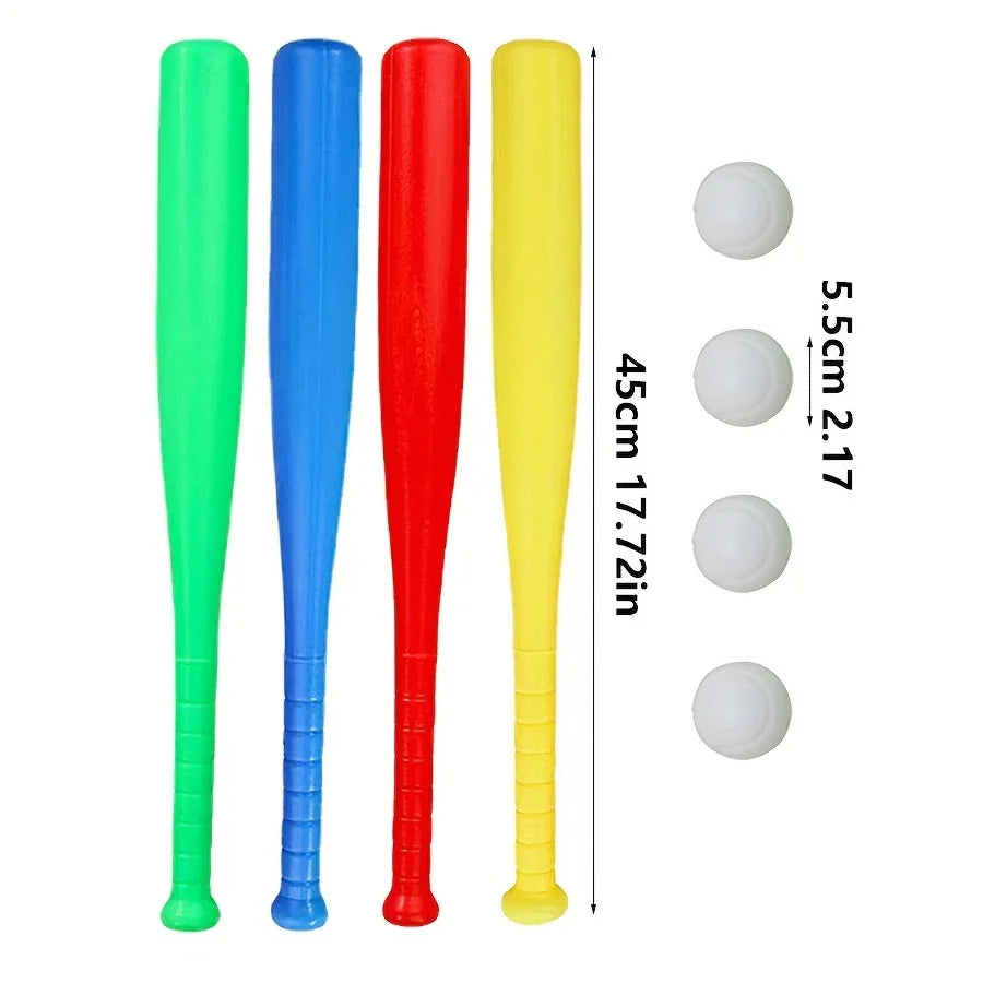 2/4pcs Lightweight Plastic Baseball Bat with Ball Set