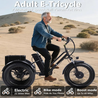 Electric Tricycle for Adults,500W Electric Trike,Electric Bicycle,20"