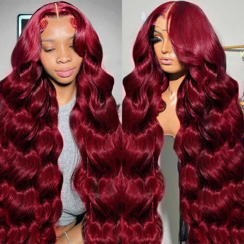 99J Burgundy 13X6 Hd Lace Frontal Human Hair Wig Straight Human Hair Wigs Brazilian Deep Wave Lace Front Wig 30 Inch 250 Density