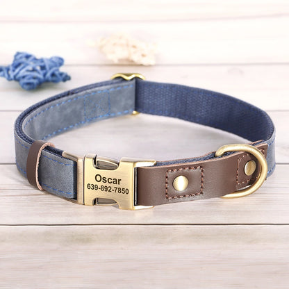 Free Custom PU Leather Dog Collar Engraved Dog Collars