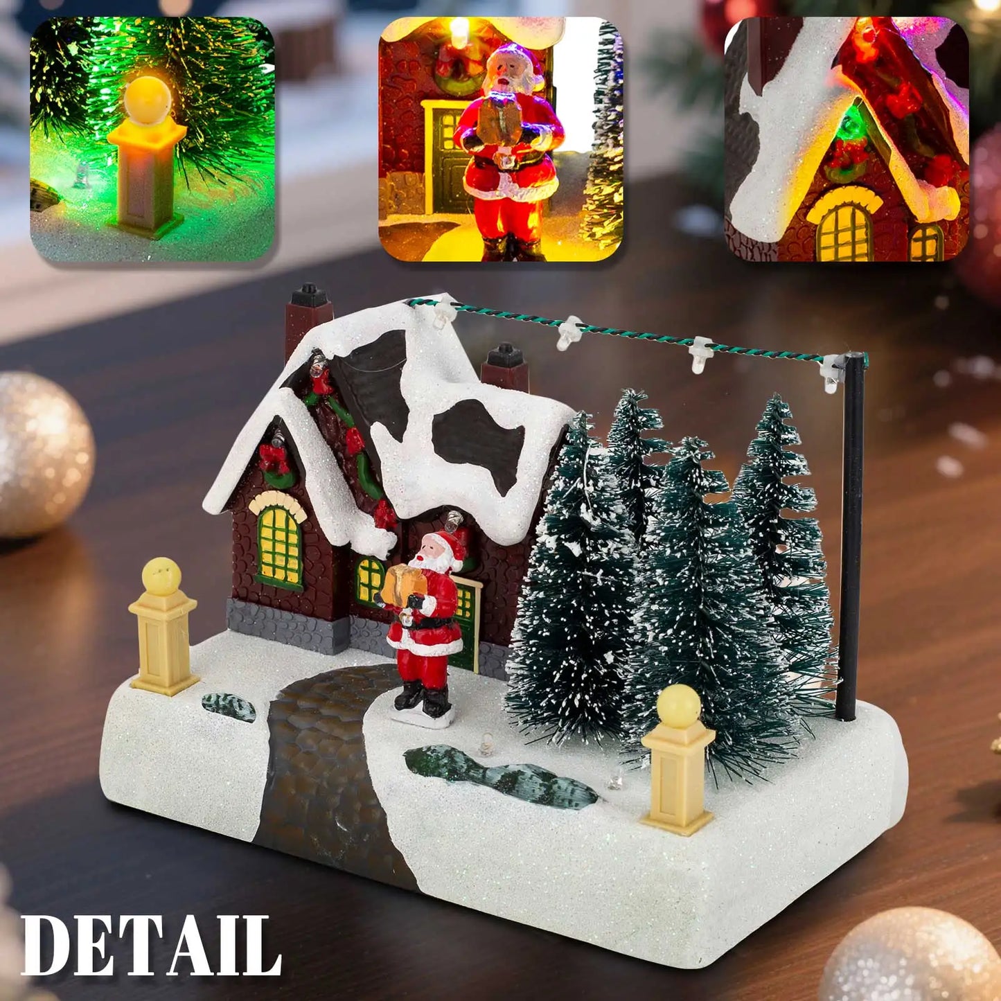 Christmas Village Scene Collectible Building with Lights Trees