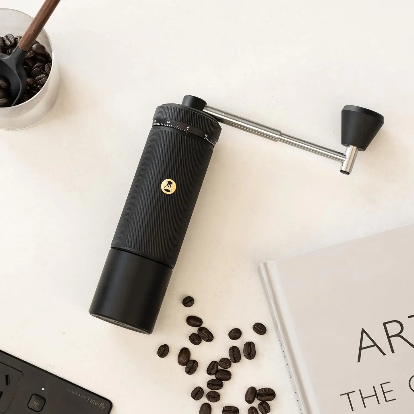Manual Coffee Grinder with External Adjustment, Stainless Steel Burr