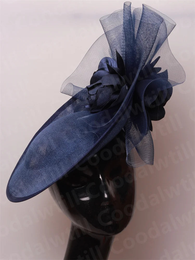 Chic Navy Fascinators Hat For Women Elegant Royal Ascot Millinery