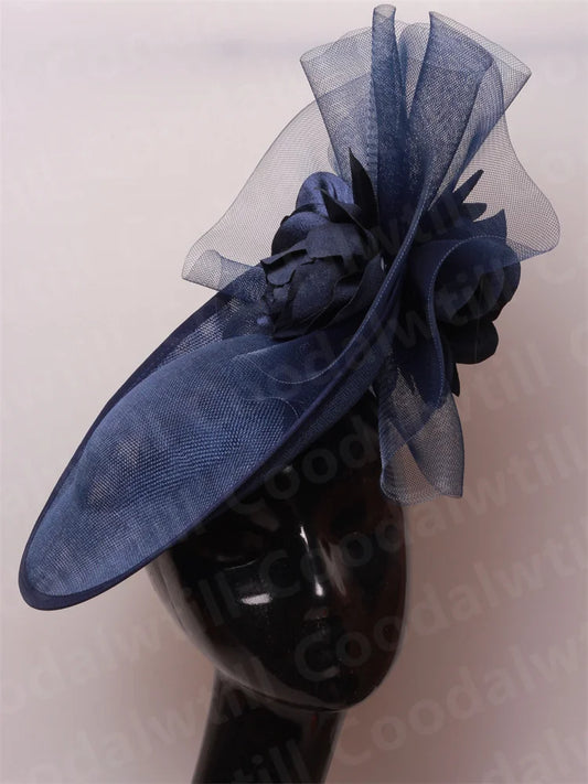 Chic Navy Fascinators Hat For Women Elegant Royal Ascot Millinery