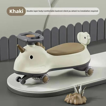 Anti-Tip Twist Ride on Car for Toddler 1-3 LED Light