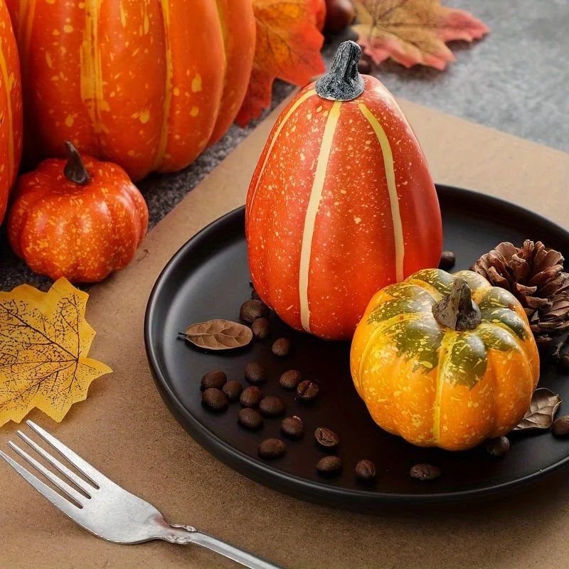 7pcs Pumpkin Autumn Decor Outdoor Orange Foam Plastic