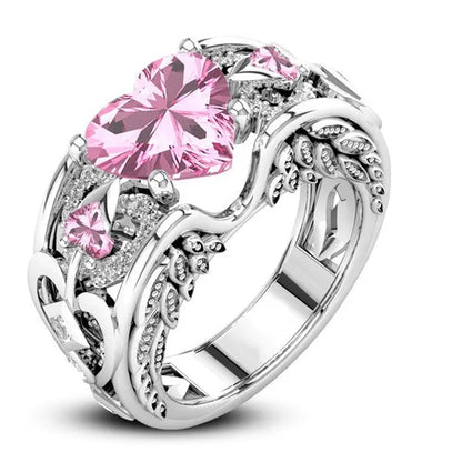 Classic 5 Color Authentic 925 Sterling Silver Ring Multicolor Love Heart