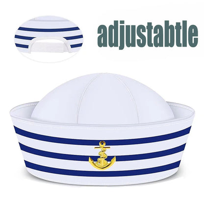 Adult Yacht Sailor Hat Navy Blue White Captain Cap Sail Cap