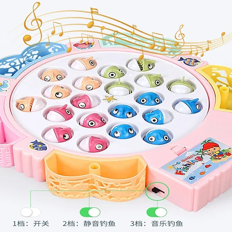 Magnetic Fishing Toys Fish and Rod with Magnetic Rotating Fishing Game