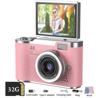 4K Digital Camera CCD 180° Flip Screen Selfie Camera