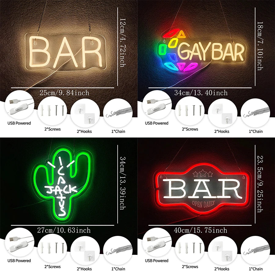 Neon Signs In Bar Series, Used For Wall Lighting Decor,