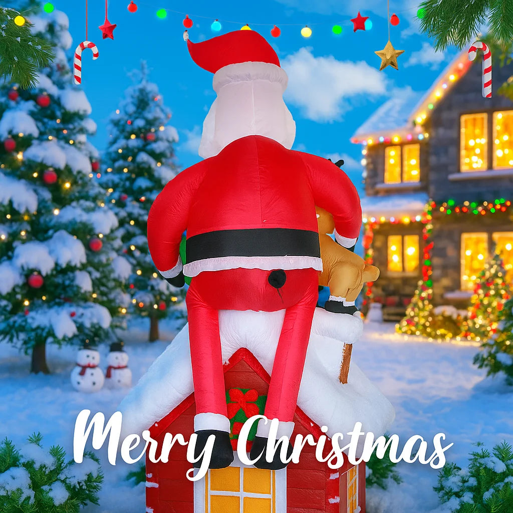9.5FT Inflatable Christmas Santa Claus Decoration Reindeer