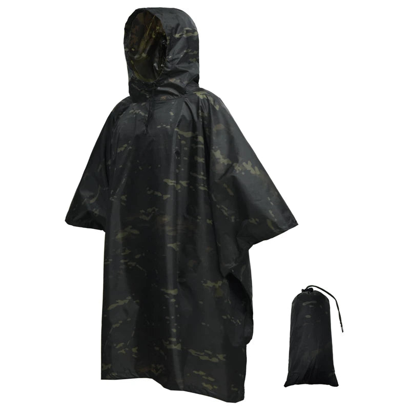 Man Military Impermeable Zipper Camo Raincoat