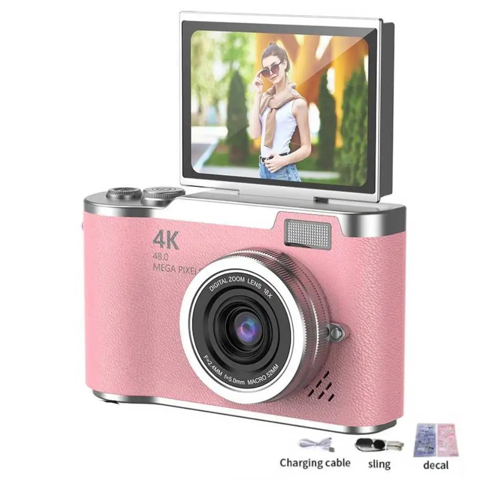 4K Digital Camera CCD 180° Flip Screen Selfie Camera