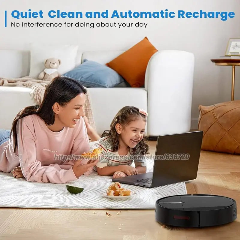 Robot Vacuum Cleaner with 3000Pa Cyclone Suction, APP