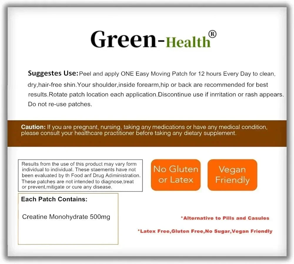 Creatine Monohydrate Transdermal Patches for Muscle Growth,
