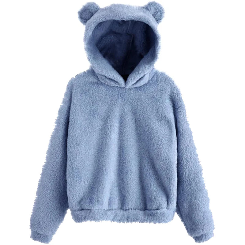 Winter Korean Fashion Bear Ears Cute Loose Hoodi\y