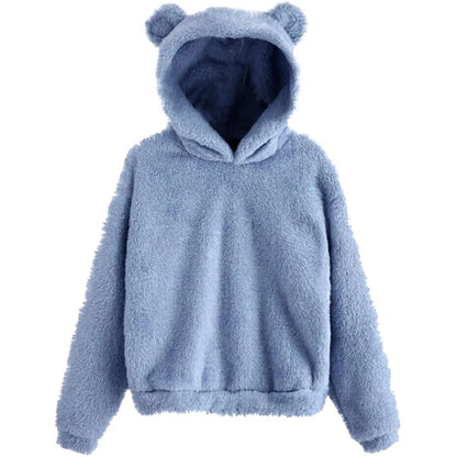 Winter Korean Fashion Bear Ears Cute Loose Hoodi\y