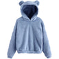 Winter Korean Fashion Bear Ears Cute Loose Hoodi\y