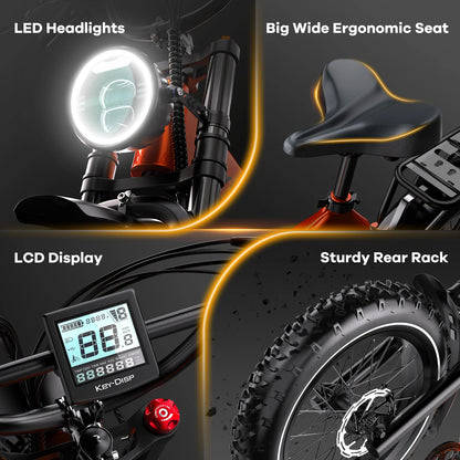 Cybervelo EK6 Peak 2000W Folding Electric Bike for Adults,