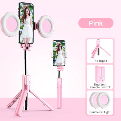 4in1 Wireless bluetooth compatible Selfie Stick LED Ring light