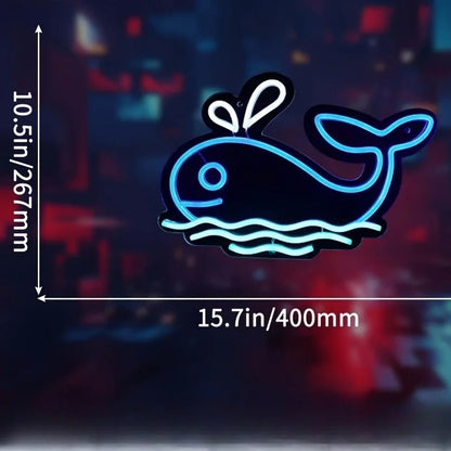 Blue Whales Neon Sign for Room Decor, LED Light