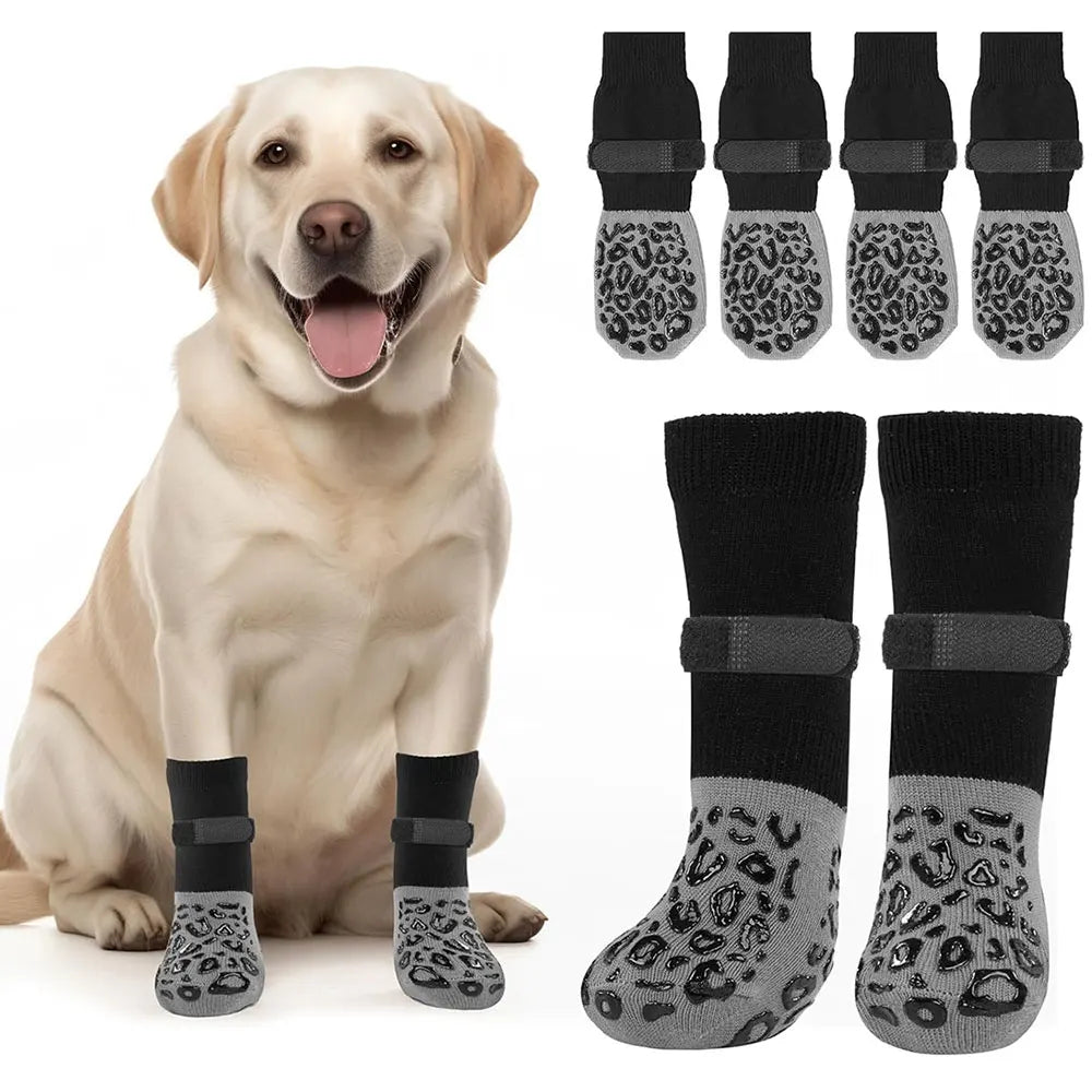 4-Pack Anti-Slip Dog Socks, Prevent Licking and Biting of Hard Wooden Floors,s