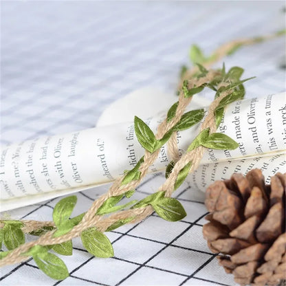 Hemp Rope With Fake Green Leaves Length 10 Meters
