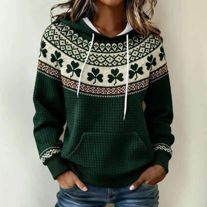 st patricks day women hoodie green clover