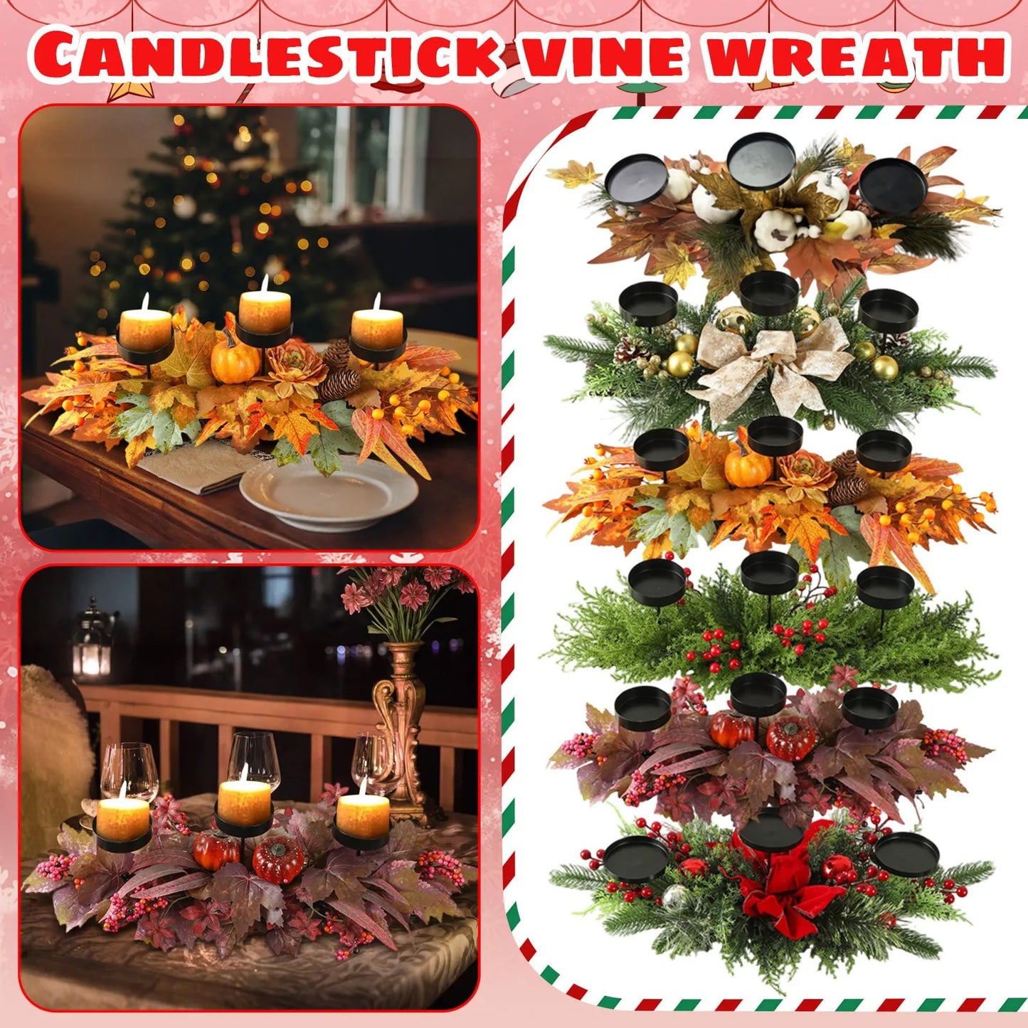 Christmas Three-Legged Candlestick Home Decoration