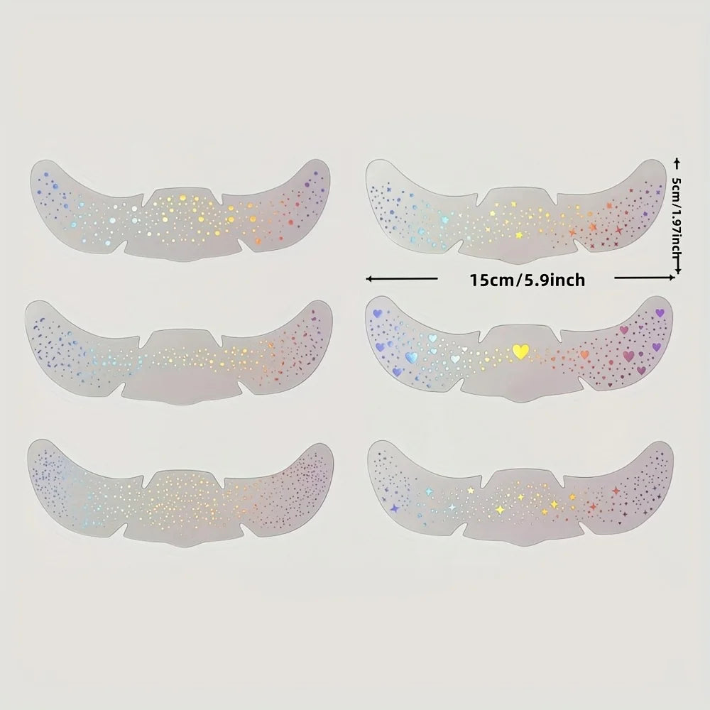 6 Sheets Glitter Freckles Holographic Stickers Heart Freckle Tattoos