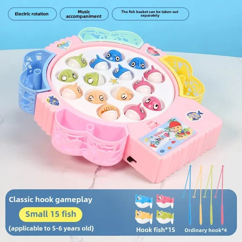 Magnetic Fishing Toys Fish and Rod with Magnetic Rotating Fishing Game