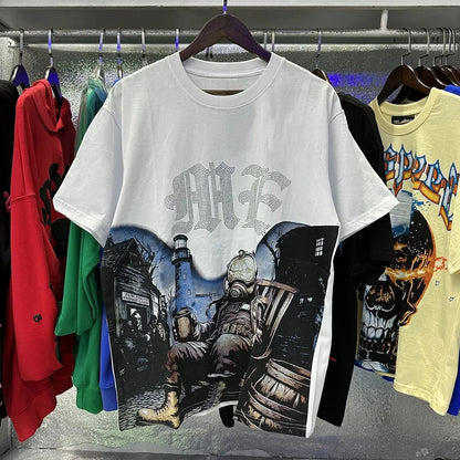 New Summer Letter Rhinestone Short Sleeve Black Men's T-Shirt