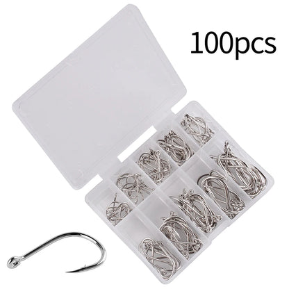 Fishing Hooks Set 100Pcs Box 10 Series