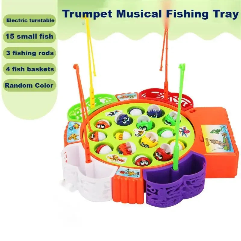 Fishing Toys Electric Rotating Magnetic Play Game Music Spinning Fish