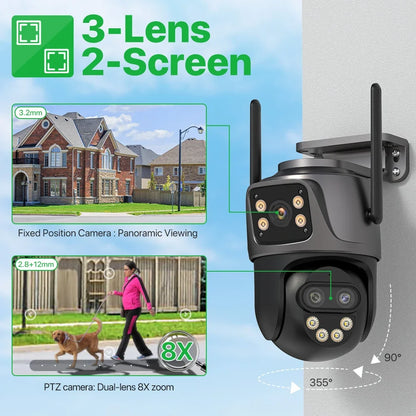 6K 9MP HD IP Camera Outdoor Three-Lens External