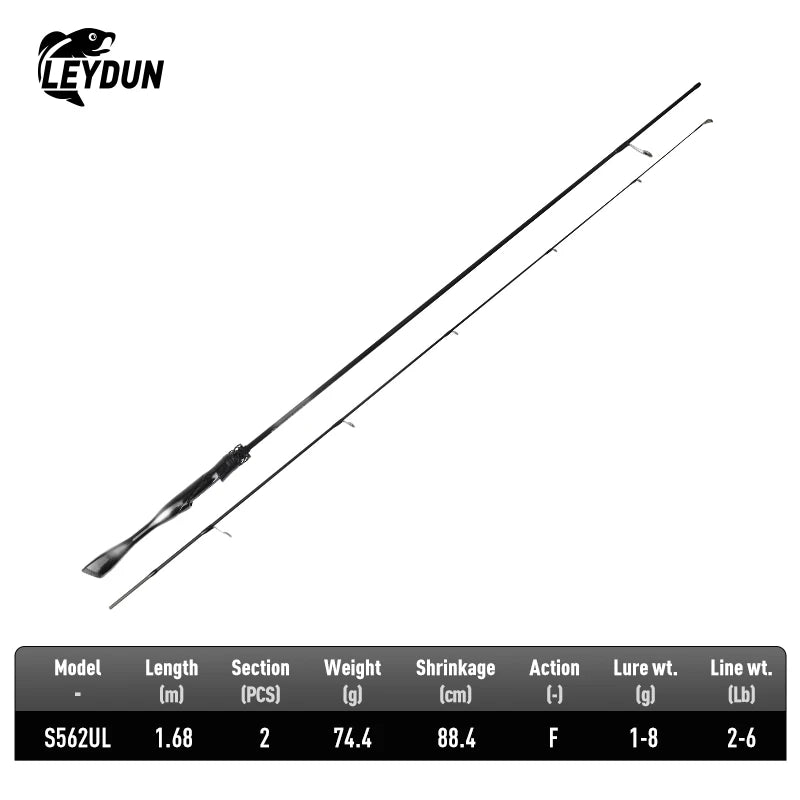 LEYDUN Black Creek Fishing Rod 2 Section Spinning Casting 1.5/1.68/1.8m