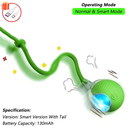 Dog Cat Interactive Ball Toy Automatic Rolling Ball Faux Tail