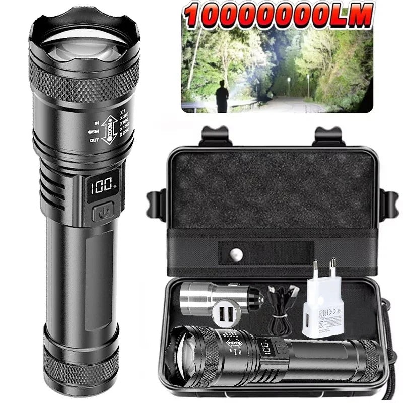 High-power Led Flashlight USB Rechargeable Torch with Display