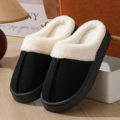 Women's plush slippers winter outdoor, thick sole