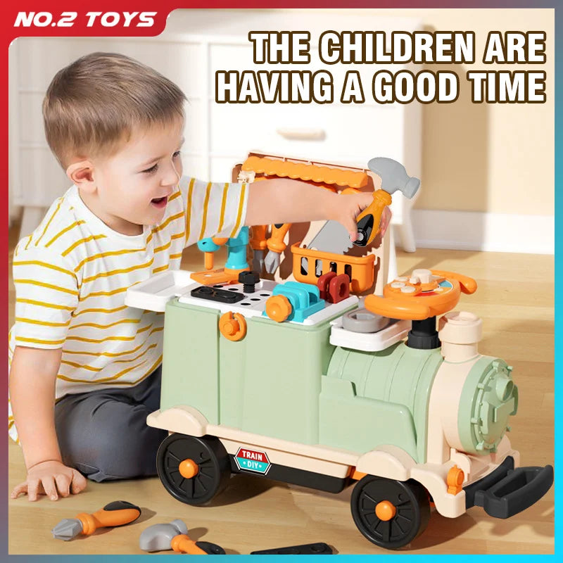 3 in 1 Sliding Train Toy Ride On Car for Toddlers Pretend Play